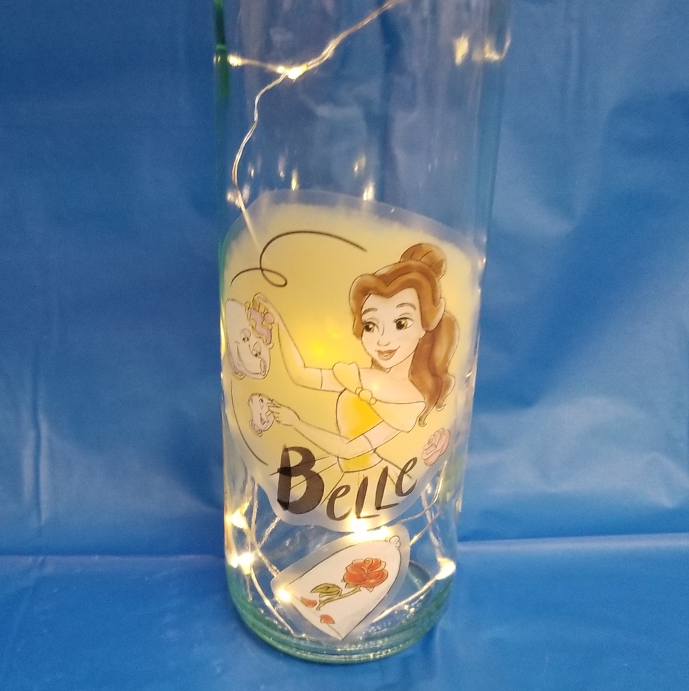 Lighted Belle wine bottle